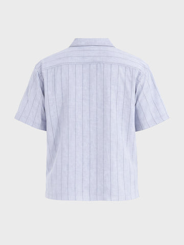 Men's Blue Boxy Fit Striped Casual Shirt