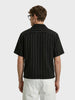 Men's Black Boxy Fit Striped Casual Shirt