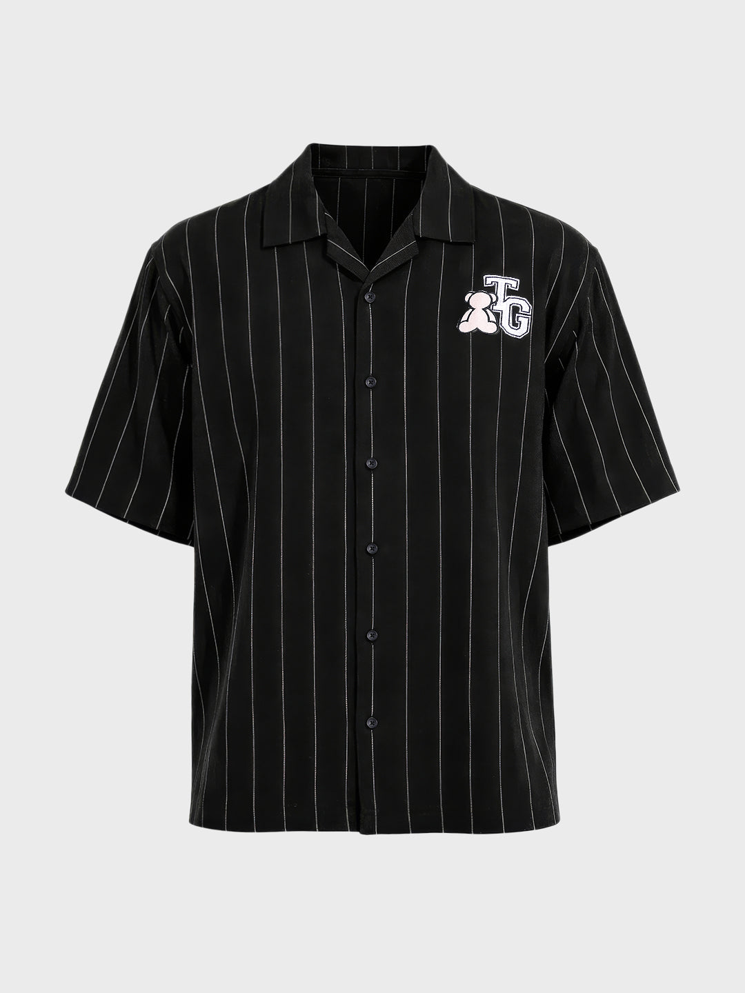 Men's Black Boxy Fit Striped Casual Shirt