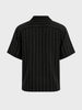 Men's Black Boxy Fit Striped Casual Shirt