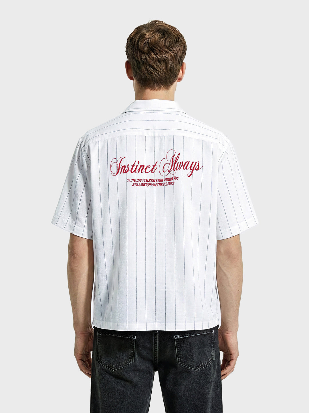 Men's White Boxy Fit Embroided  Casual Shirt