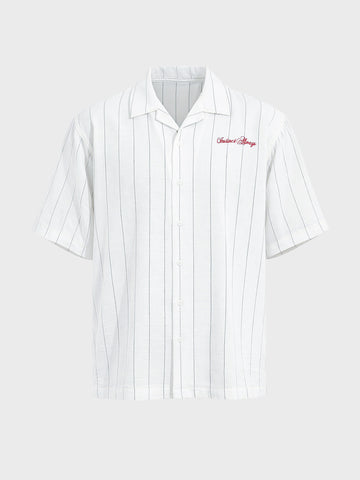 Men's White Boxy Fit Embroided  Casual Shirt