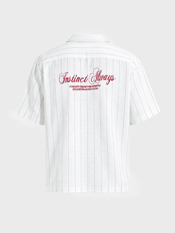 Men's White Boxy Fit Embroided  Casual Shirt