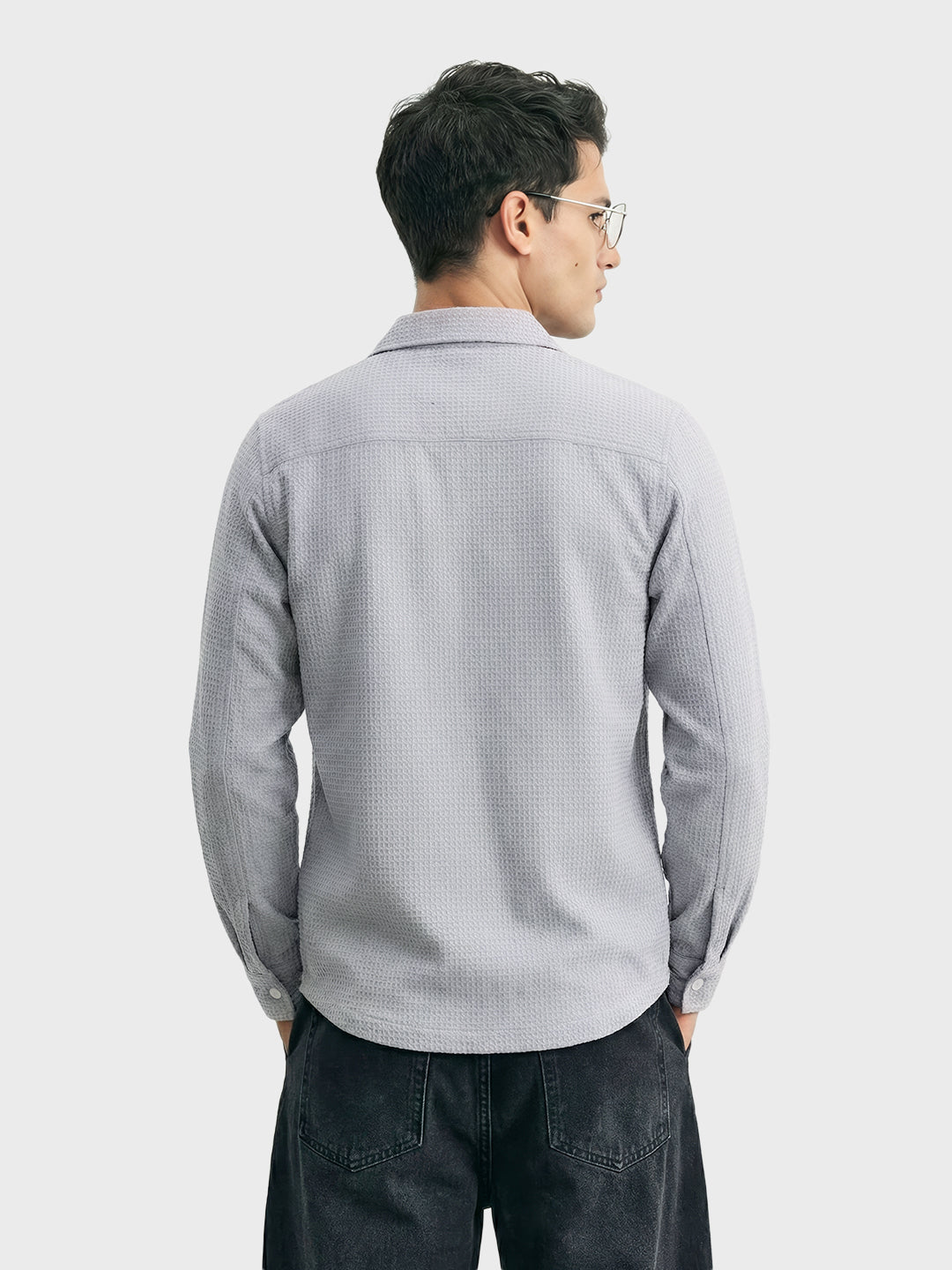 Men's Grey Regular Fit Casual Shirt