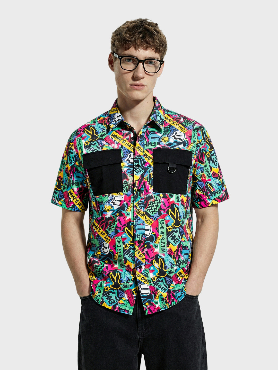 Men's Multicolor Boxy Fit Character Looney Tunes Shirt