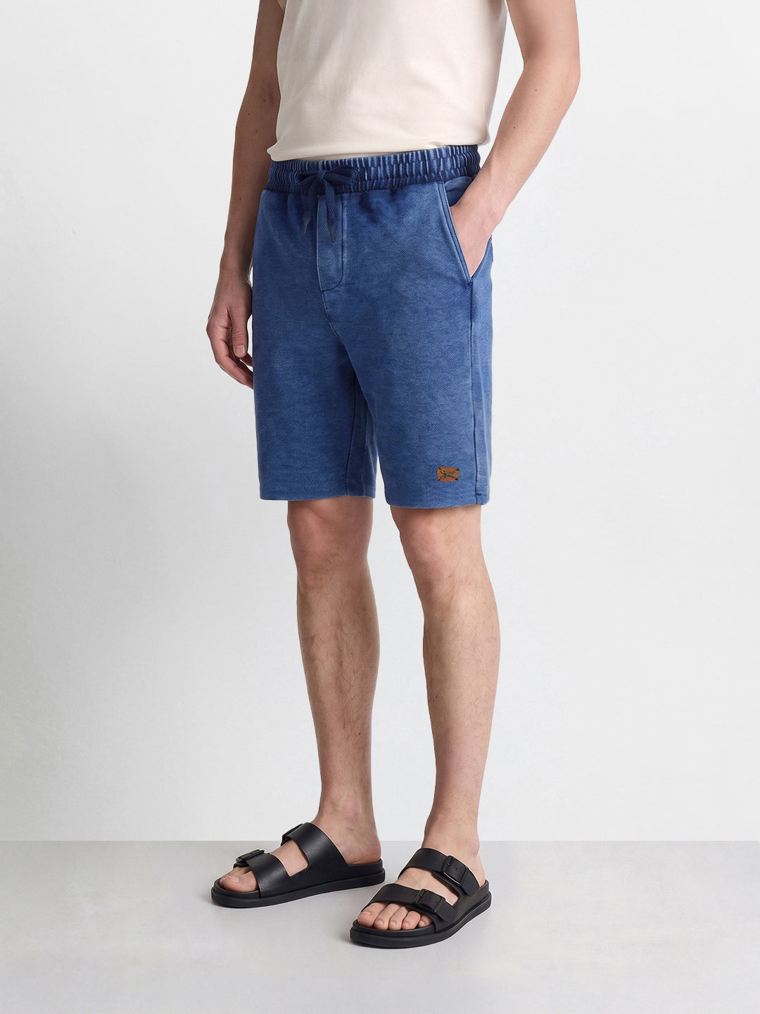 Men's Blue Relaxed Fit Solid Casual Shorts