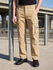 Men's Beige Relaxed Straight Fit Solid Utility Cargo