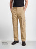 Men's Beige Relaxed Straight Fit Solid Utility Cargo