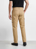 Men's Beige Relaxed Straight Fit Solid Utility Cargo