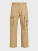Men's Beige Relaxed Straight Fit Solid Utility Cargo