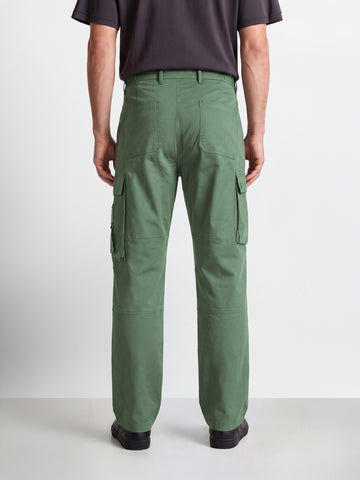 Men's Green Relaxed Straight Fit Solid Utility Cargo