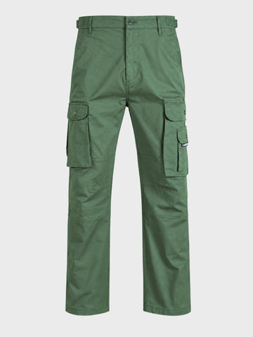 Men's Green Relaxed Straight Fit Solid Utility Cargo