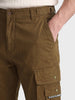 Men's Brown Relaxed Straight Fit Solid Utility Cargo