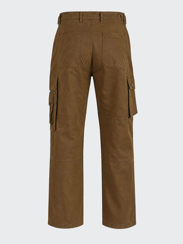 Men's Brown Relaxed Straight Fit Solid Utility Cargo