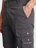 Men's Grey Relaxed Straight Fit Solid Utility Cargo