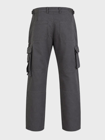 Men's Grey Relaxed Straight Fit Solid Utility Cargo