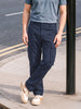 Men's Navy Relaxed Straight Fit Solid Utility Cargo