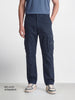 Men's Navy Relaxed Straight Fit Solid Utility Cargo