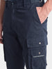 Men's Navy Relaxed Straight Fit Solid Utility Cargo