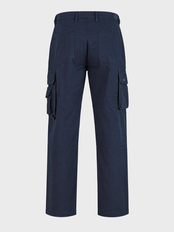 Men's Navy Relaxed Straight Fit Solid Utility Cargo