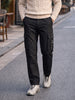 Men's Black Relaxed Straight Fit Solid Utility Cargo