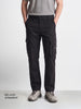 Men's Black Relaxed Straight Fit Solid Utility Cargo