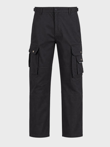 Men's Black Relaxed Straight Fit Solid Utility Cargo