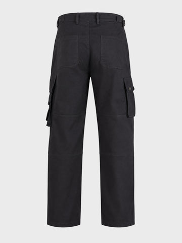 Men's Black Relaxed Straight Fit Solid Utility Cargo