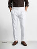 Men's White Slim Fit Solid Casual Trousers