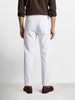 Men's White Slim Fit Solid Casual Trousers