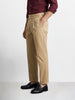 Men's Beige Slim Fit Solid Casual Trousers