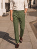 Men's Olive Slim Fit Solid Casual Trousers