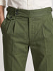 Men's Olive Slim Fit Solid Casual Trousers