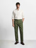 Men's Olive Slim Fit Solid Casual Trousers