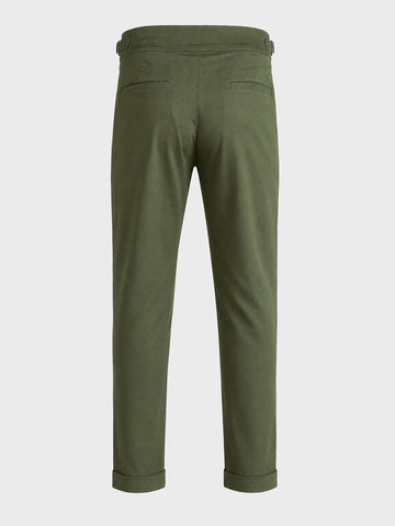 Men's Olive Slim Fit Solid Casual Trousers