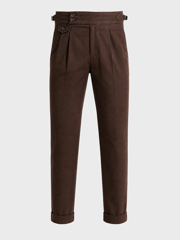 Men's Khaki Slim Fit Solid Casual Trousers