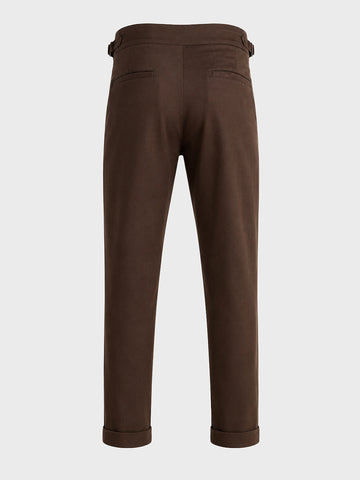 Men's Khaki Slim Fit Solid Casual Trousers