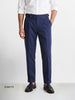 Men's Navy Blue Slim Fit Solid Casual Trousers