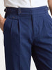 Men's Navy Blue Slim Fit Solid Casual Trousers