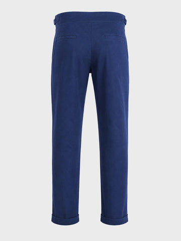 Men's Navy Blue Slim Fit Solid Casual Trousers
