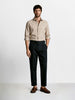 Men's Black Slim Fit Solid Casual Trousers