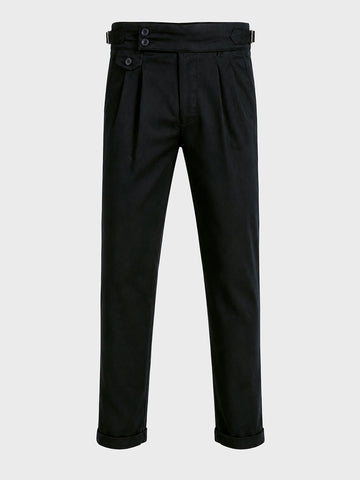 Men's Black Slim Fit Solid Casual Trousers