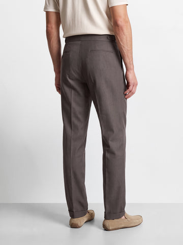 Men's Grey Slim Fit Solid Resort Wear Trouser