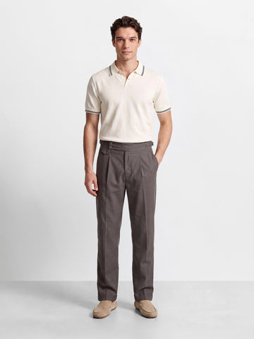 Men's Grey Slim Fit Solid Resort Wear Trouser