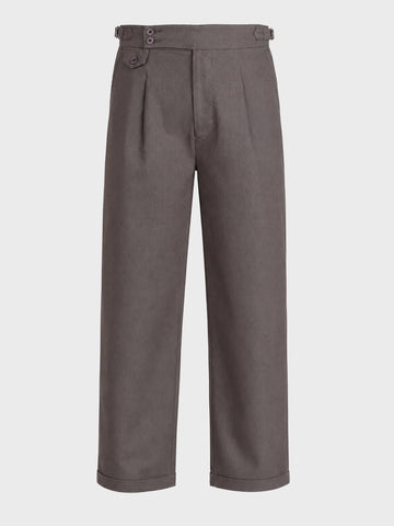 Men's Grey Slim Fit Solid Resort Wear Trouser