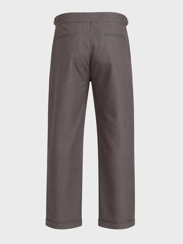 Men's Grey Slim Fit Solid Resort Wear Trouser