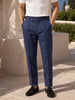 Men's Navy Blue Slim Fit Solid Resort Wear Trousers