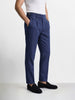 Men's Navy Blue Slim Fit Solid Resort Wear Trousers