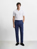 Men's Navy Blue Slim Fit Solid Resort Wear Trousers
