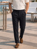 Men's Black Slim Fit Solid Resort Wear Trousers